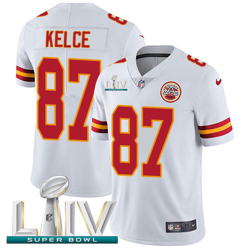 Kansas City Chiefs Nike #87 Travis Kelce White Super Bowl LIV 2020 Youth Stitched NFL Vapor Untouchable Limited Jersey->youth nfl jersey->Youth Jersey